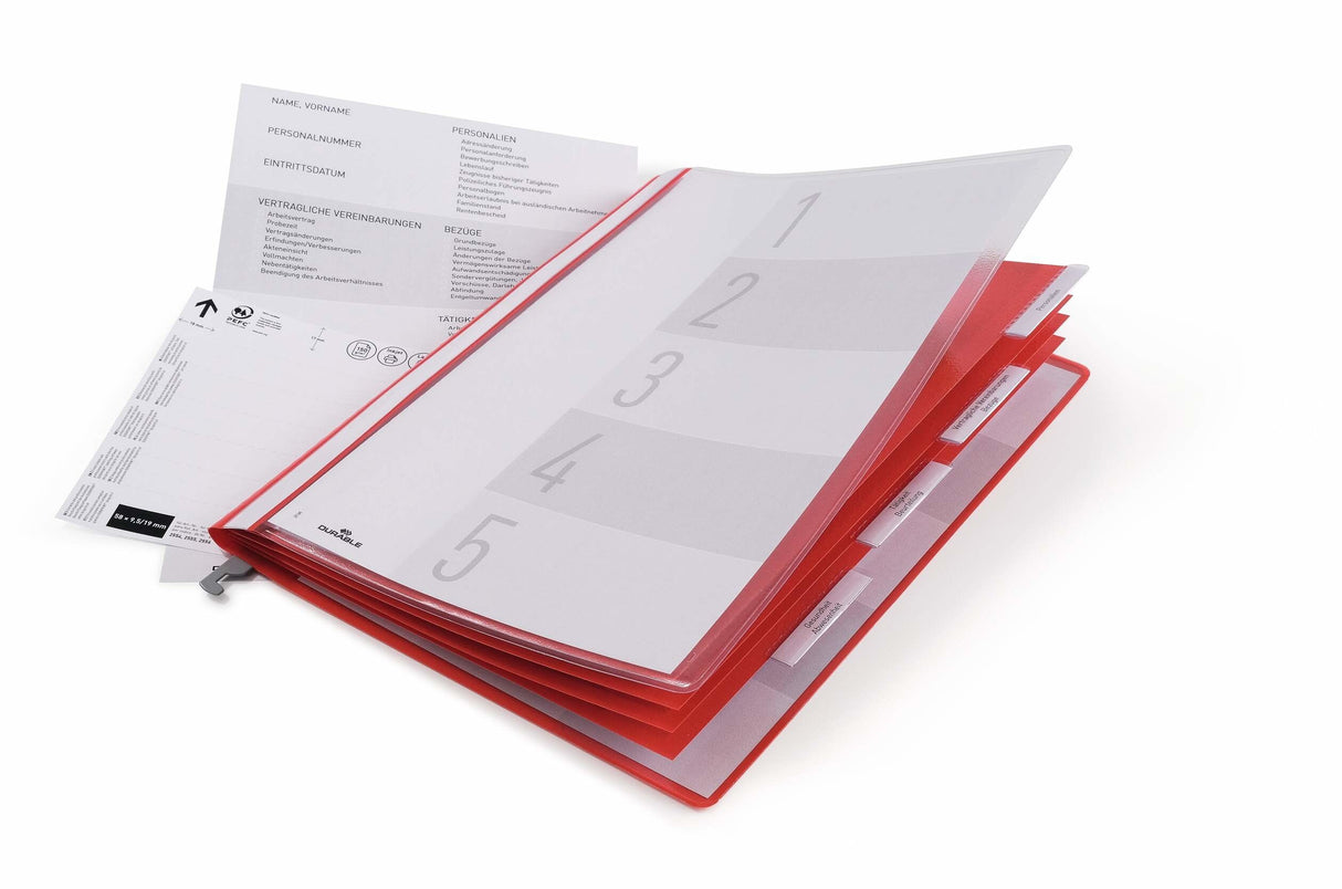 Durable 255503 Carpeta Plástico Rojo, Transparente A4