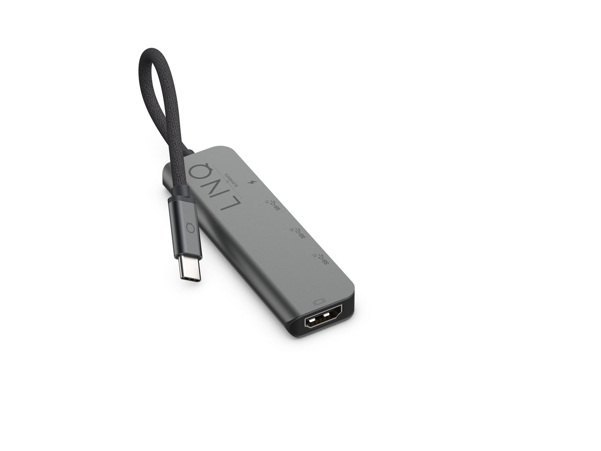 Hub Usb Tipo-C Linq Lq48014 1xusb Tipo-C 2xusb 1xhdmi 4k 1xusb Tipo-C Pd Gris
