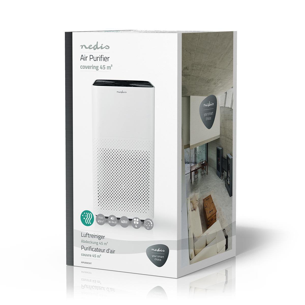 Nedis Aipu300cwt Purificador De Aire 45 M² 54 Db 35 W Negro, Blanco