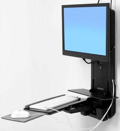 Ergotron Sit-Stand Vertical Lift, Patient Room - Kit De Fijación (Handgelenkkissen, Maushalterung, Vertical Verstellschiene, Barcode-Scanner-Soporte, Teclado-Tablett, Brazo Para Monitor, Mausablage Para
