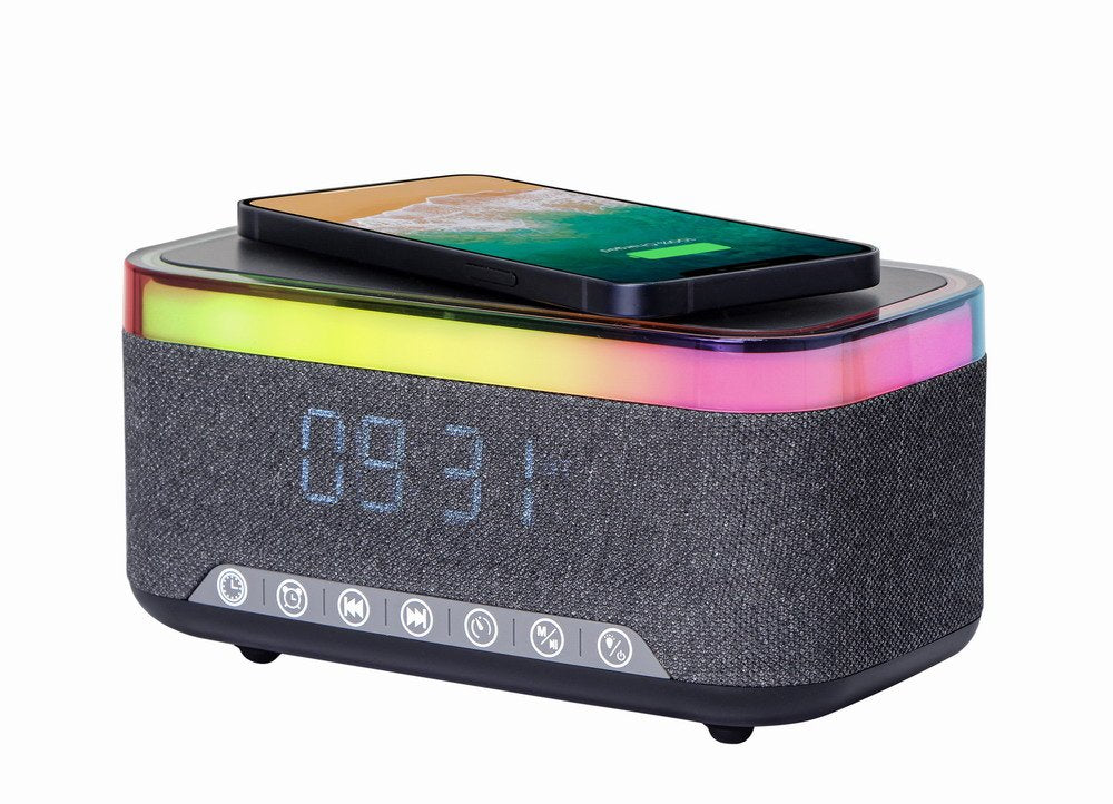 EAN 8716309131407 - Gembird DAC-SPKBT-QC15-BK despertador Reloj despertador digital Negro, Gris imagen 1