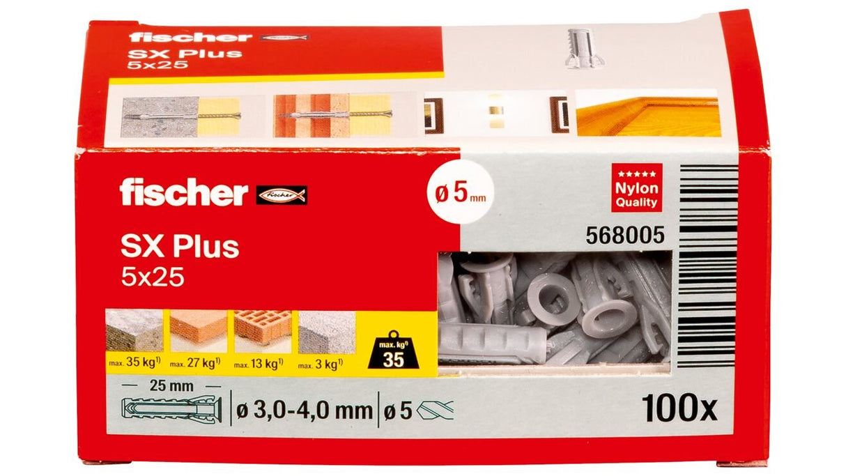Fischer 568005 Tornillo De Anclaje Y Taco 100 Pieza(S) Anclaje De Expansión 25 Mm
