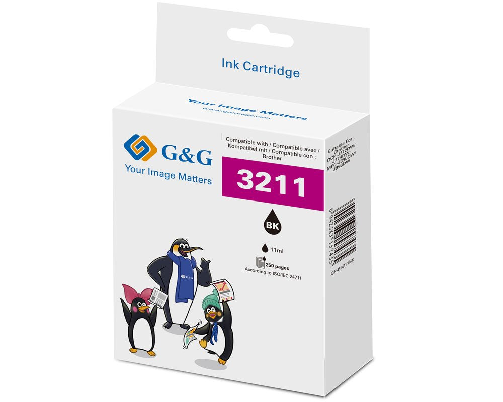 G&G Cartucho De Tinta Compatible Brother Lc-3211bk Negro