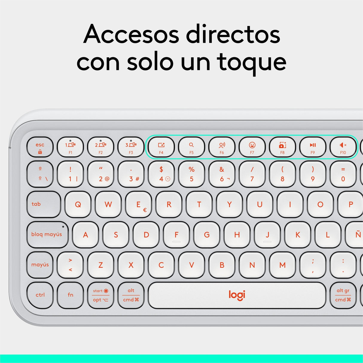 Teclado Esoañol Logitech Pop Icon Keys  Inalámbrico Bluetooth Le Qwerty Español Blanco Apagado Naranja