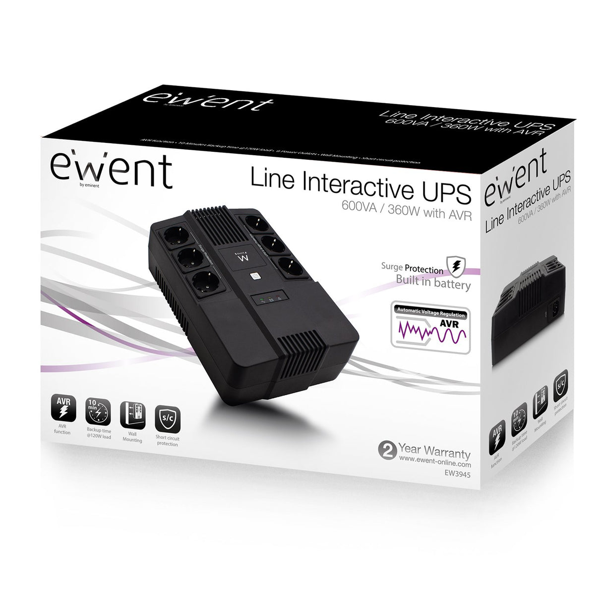 EAN 8054392614866 - Ewent EW3945 sistema de alimentación ininterrumpida (UPS) Línea interactiva 0,6 kVA 360 W 1 salidas AC imagen 5