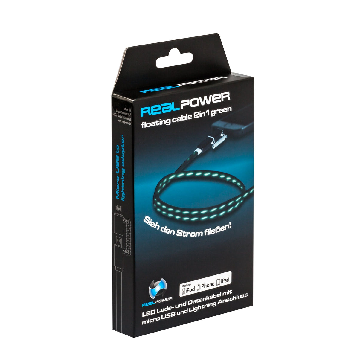 EAN 4040895859624 - RealPower USB A/Lightning 0.75m 0,75 m Negro, Verde imagen 2