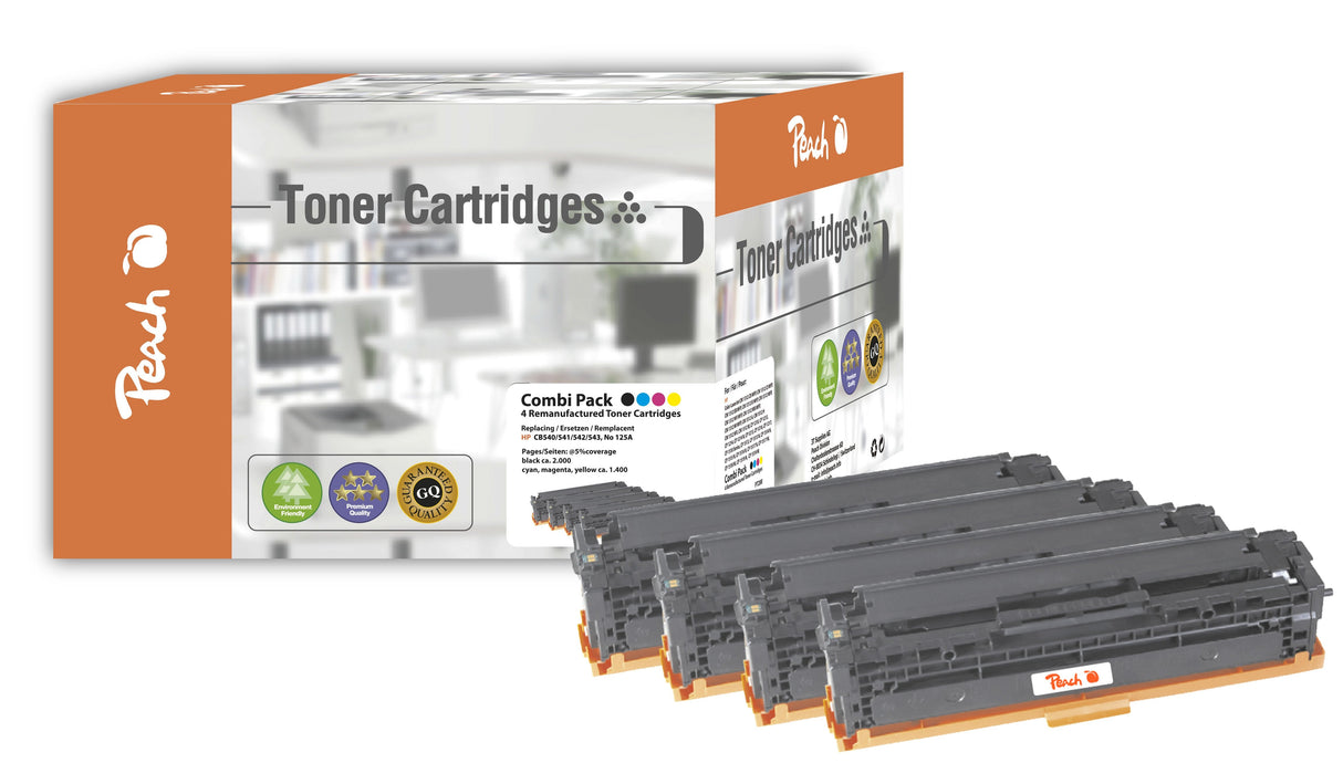 Tóner Paquete De Ahorro De Peach 110849 (Pt288) Compatible Con Hp Cb540, Cb541, Cb542, Cb543 Pt288