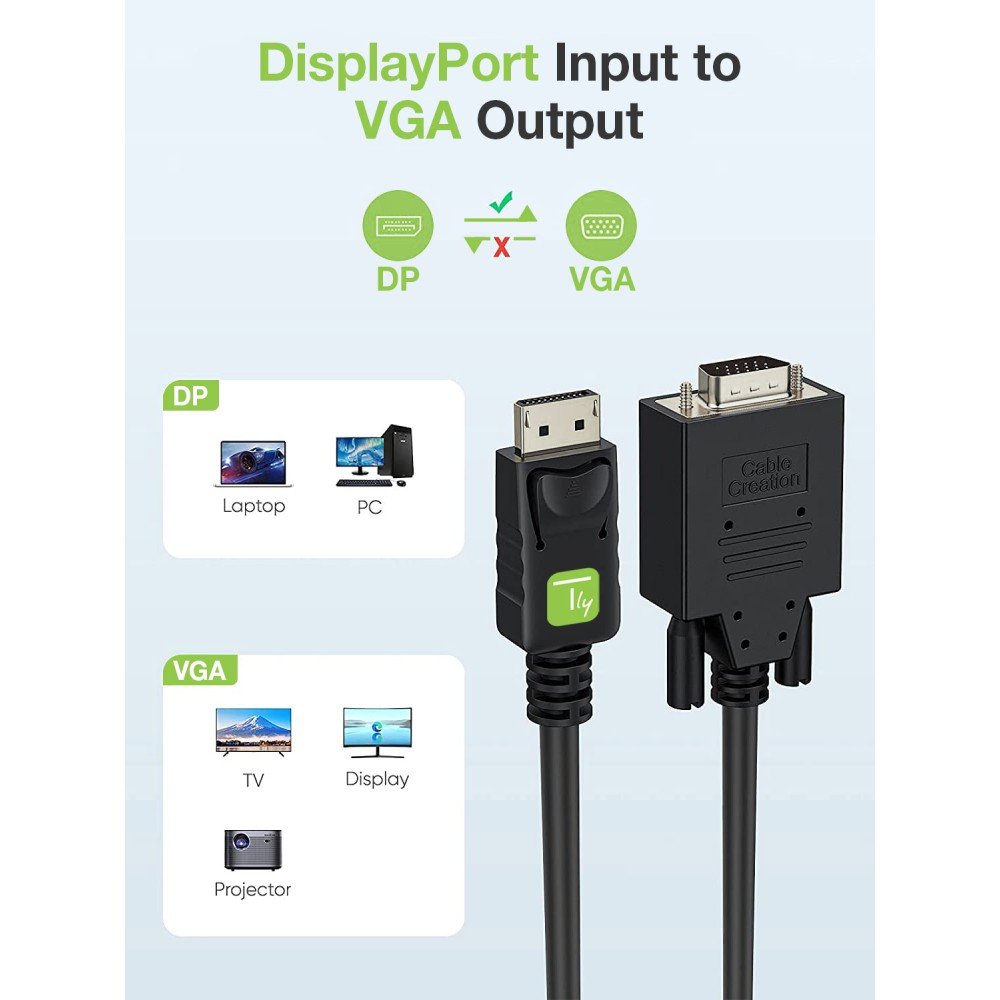 EAN 8057685306288 - Techly 1.8m VGA/DisplayPort 1,8 m VGA (D-Sub) Negro imagen 5