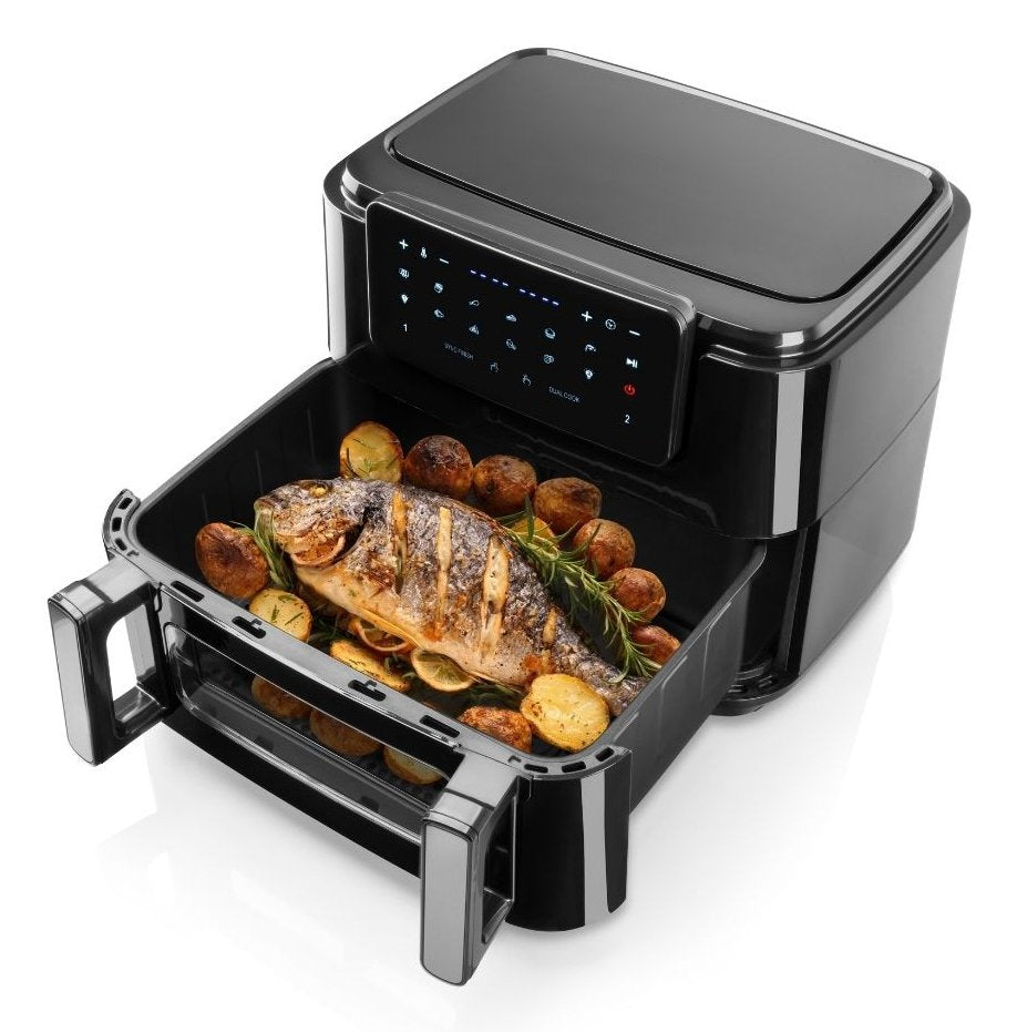 EAN 5608475038693 - Haeger AF-D10.010A freidora Doble 10 L Independiente 2600 W Freidora de aire caliente Negro imagen 2