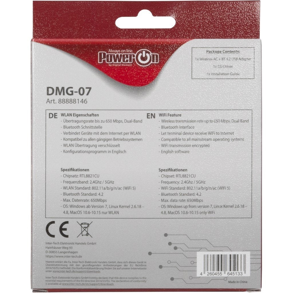 EAN 4260455645133 - Inter-Tech DMG-07 WLAN / Bluetooth 650 Mbit/s imagen 2