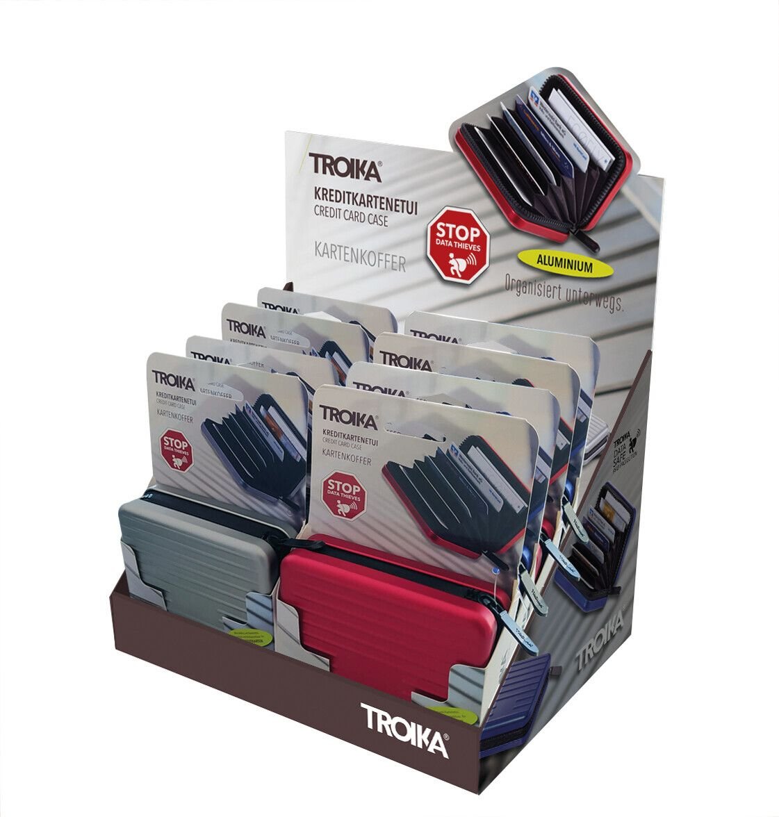 Troika Cd129 Monedero, Tarjetero Y Portadocumento De Viaje Carcasa Para Tarjeta Colores Surtidos Aluminio