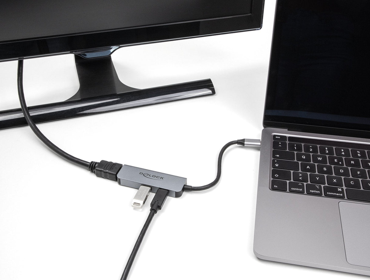 Delock Usb Type-C Adapter Zu Hdmi 4k 60 Hz Mit Usb Typ-A Und Usb Type-C Pd 95 W