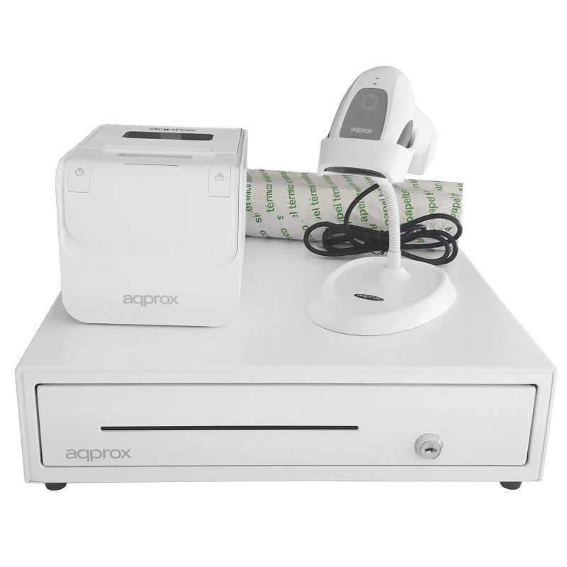 Pack Cajon Cash01410wh+Apppos80amusewh+Appls04wh+Papel Termico Approx