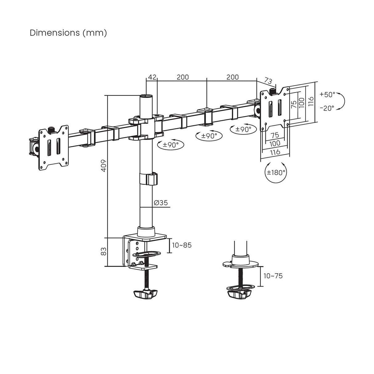 EAN 8435739902837 - AISENS DT35TSR-359 soporte para monitor 88,9 cm (35") Escritorio imagen 7