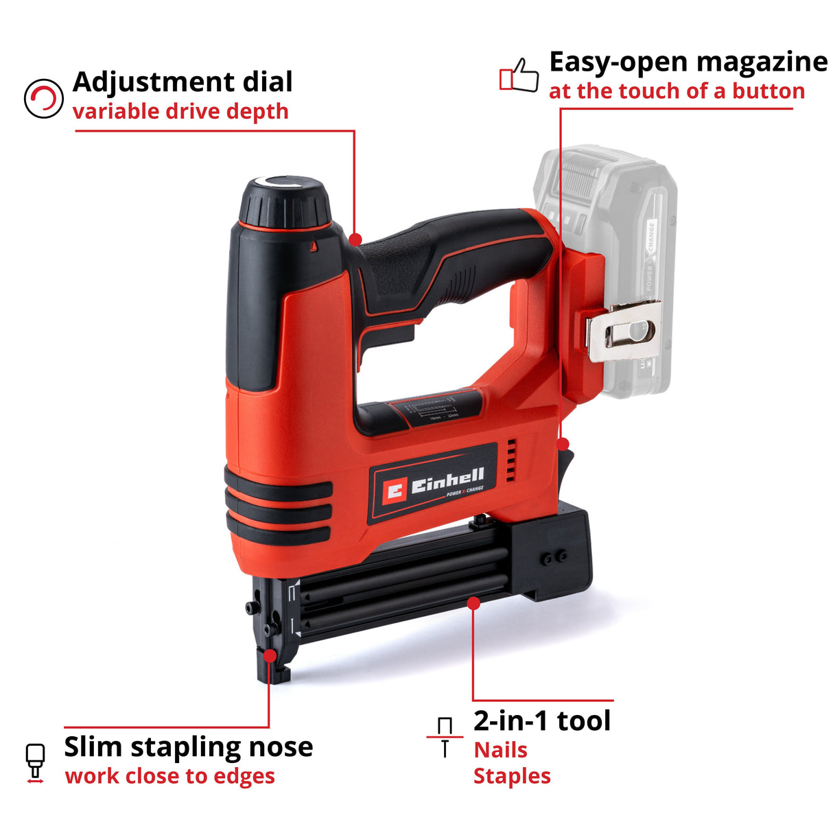 EAN 4006825653786 - Einhell TE-CN 18 Li - Solo Pistola de clavos/grapadora Batería imagen 2