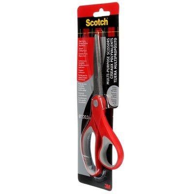 Scotch Tijeras Ergonomicas 20cm - Acero Inoxidable - Mango Ergonomico - Rojo