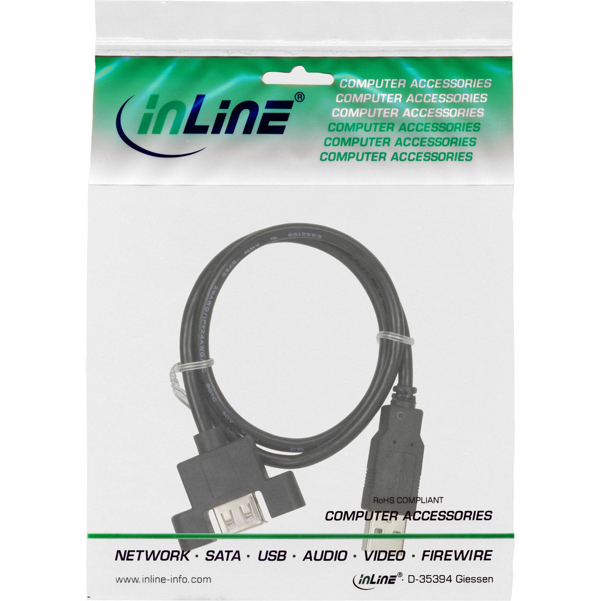 Cable Inline Usb 2.0 A Macho A A Hembra Para Soporte De Ranura 0,6 M