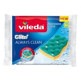 Vileda Glitzi Always Clean 2 Esponjas Abrasivas, Amarillo/Verde
