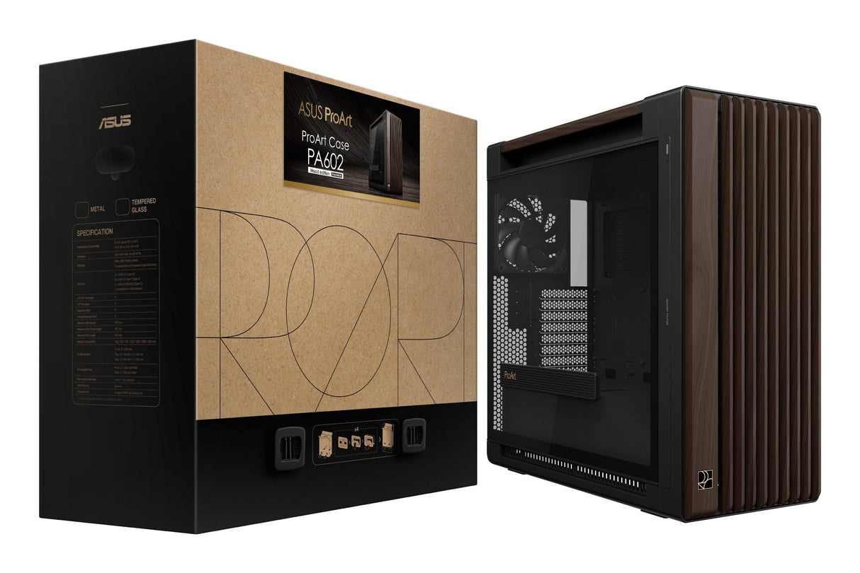 Caja Pc Asus Geh Proart Pa602 Walnut Wood Tg Pwm Modern Negro