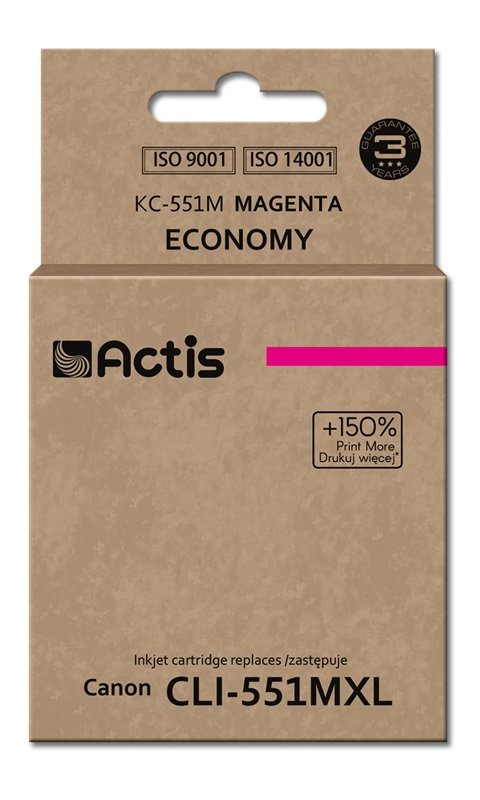 Tinta Actis Kc-551m (Reemplazo De Canon Cli-551m - Estándar - 12 Ml - Magenta)