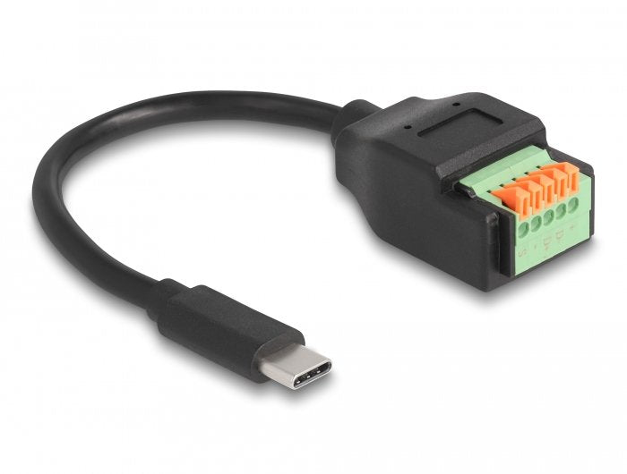 Delock Usb 2.0 Cable Usb Type-C Stecker Zu Terminalblock Adapter Mit Drucktaster 15 Cm