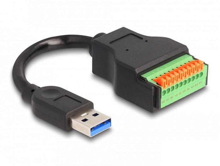 Delock Usb 3.2 Gen 1 Cable Typ-A Stecker Zu Terminalblock Adapter Mit Drucktaster 15 Cm