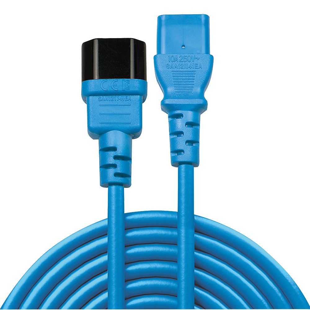 Cable De Extensión De Red Lindy Iec320 C14 - Iec320 C13, 0,5 M, Azul