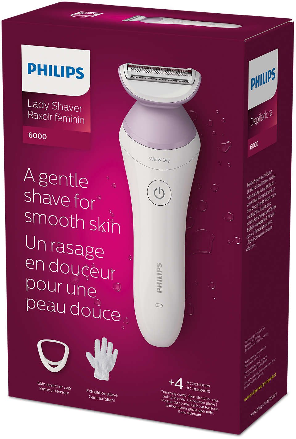 EAN 8710103998143 - Philips 6000 series BRL136/00 maquinilla de afeitar para mujer 1 cabezal(es) Recortadora Rosa, Blanco imagen 17