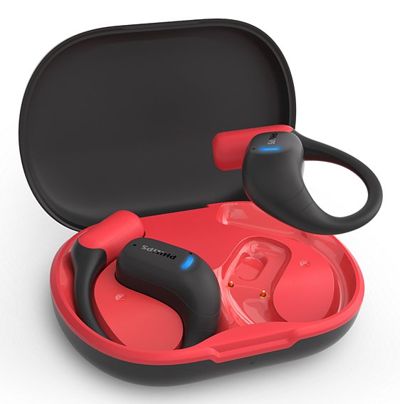Auriculares Deportivos Bluetooth Philips Taa6709bk Con Estuche De Carga Autonomía 7h Negros Y Rojos