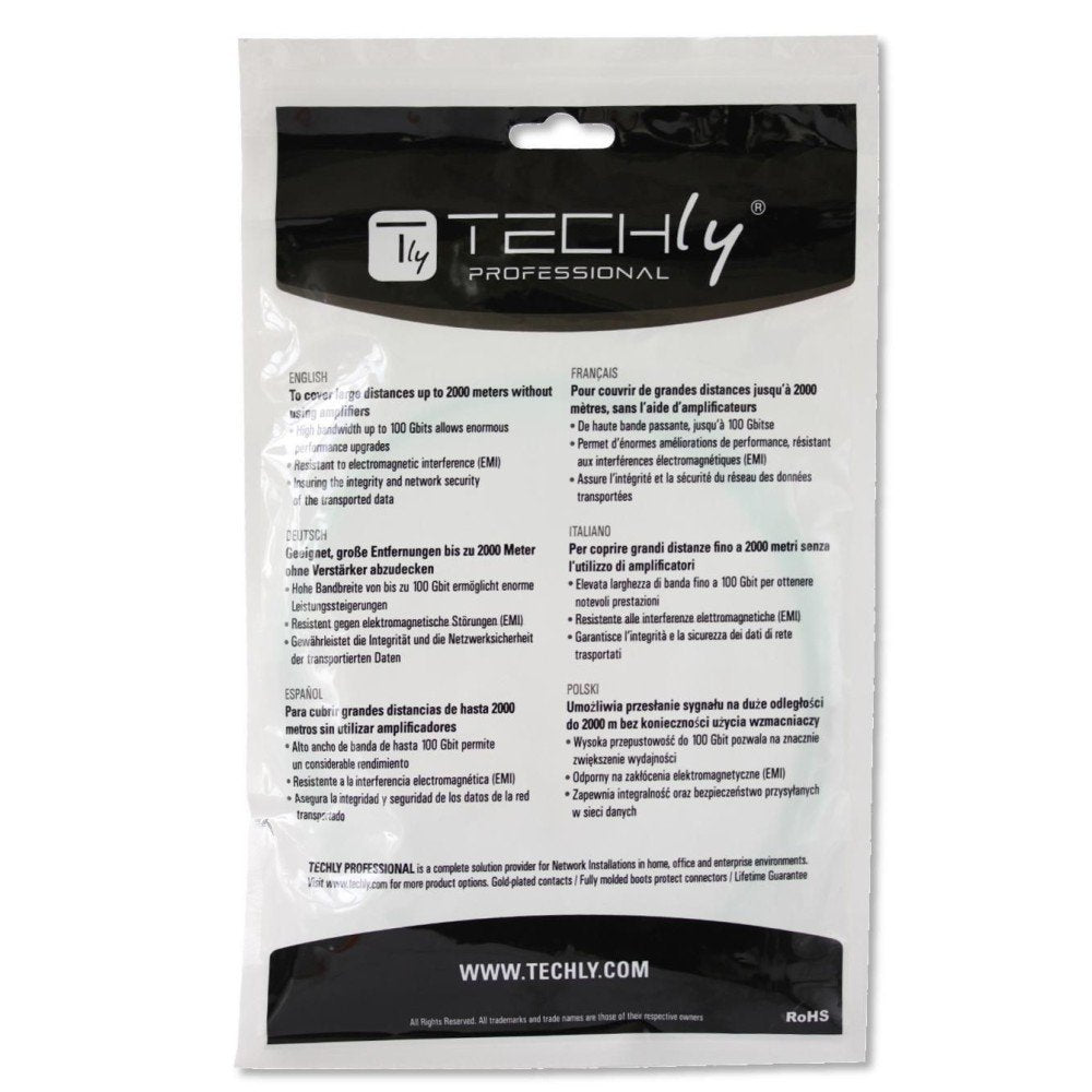 Techly Ilwl D5-Lclc-100/Om4 Cable De Parcheo De Fibra Óptica Om4 50/125 Mm Lc-Lc Dúplex 10m