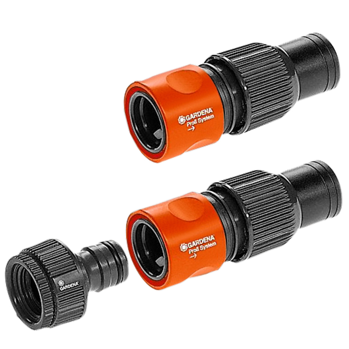 Gardena 1505-23 Professional System Connection Set, Conexiones Negro / Naranja, Para Sistemas De Rociadores O Tuberías