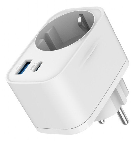 Cargador Rapido Gembird Usb De 2 Puertos Con Toma De Ca De Paso 20 W Blanco