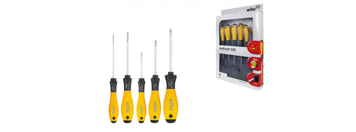 Wiha Wh-27252 Kit De Destornilladores Softfinish Esd, 5 Piezas