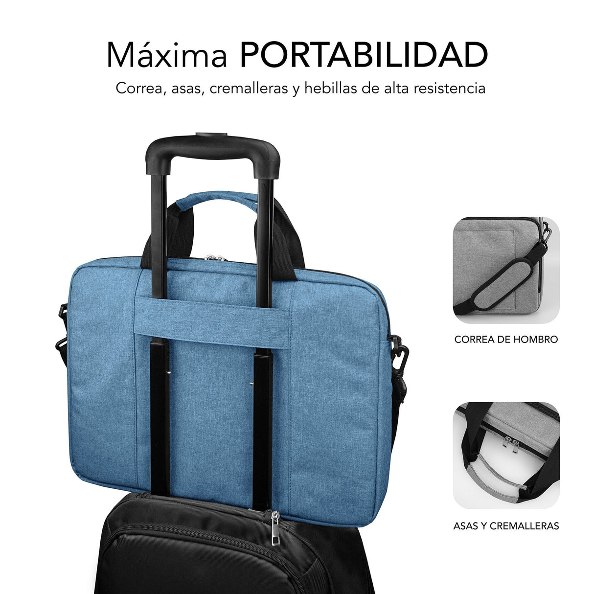 Maletin Air Padding 15.6'' Azul Subblim Hasta 15.6'' / Interior Acolchado / Bolsillo Exterior