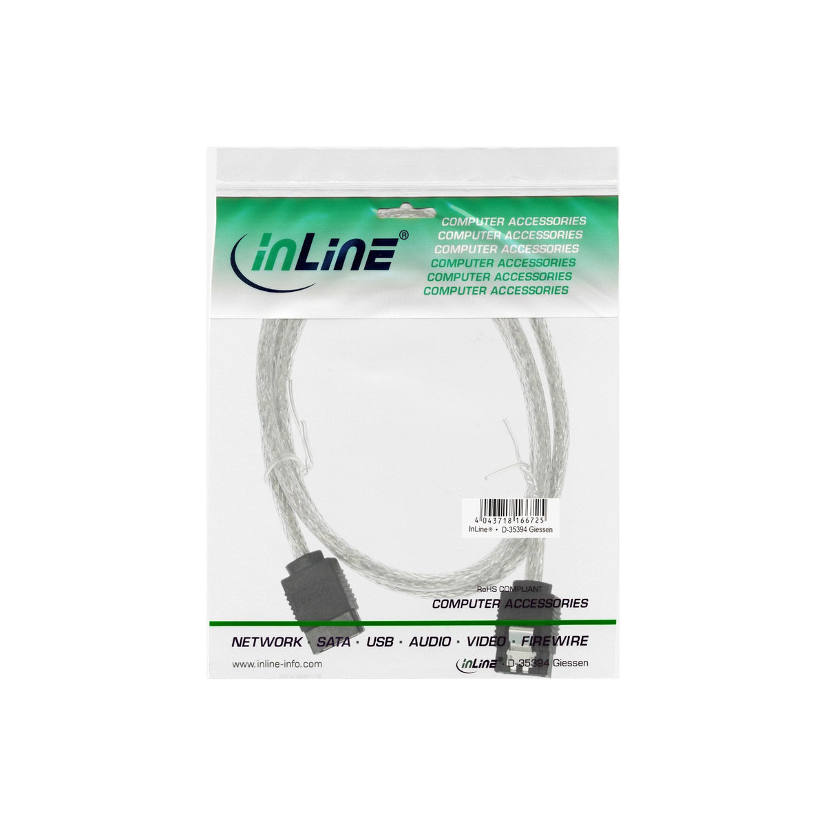 Cable Redondo Inline Sata De 6 Gb/S Con Pestillos 0,75 M