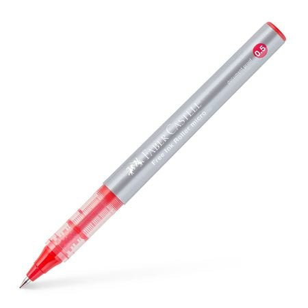 Faber-Castell Roller Free Ink Boligrafo De Tinta Liquida - Punta Conica 0,5mm - Ancho De Linea Extrafino - Clip De Metal - Color Rojo