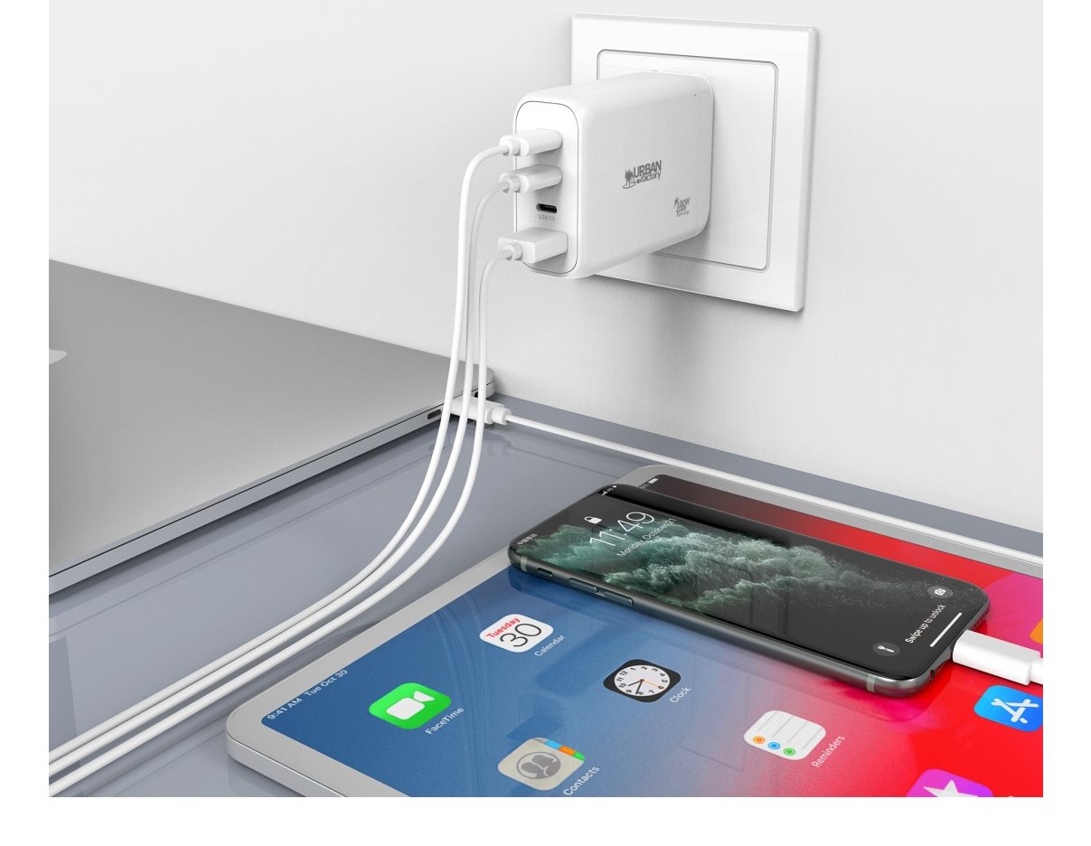 Cargador De Pared 65w 3 Puertos Usb-C Char Y 1 Puerto Usb-A 18w