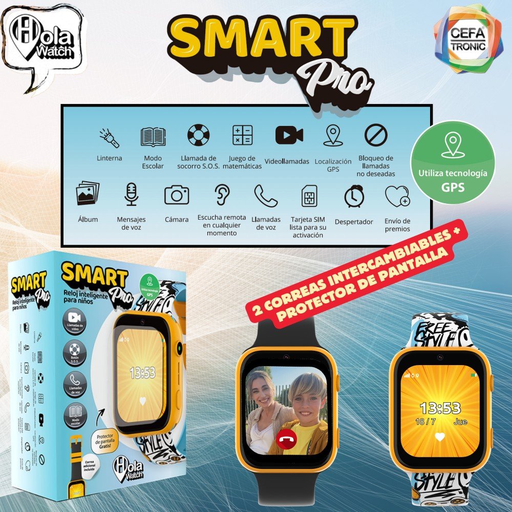 Hola Watch Smart Pro Negro Smartwatch Para Niños 1.83" 4g