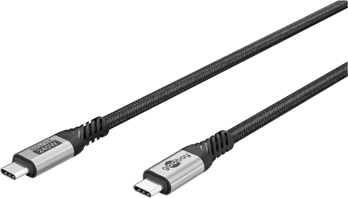 Cable De 1,50m Usb 4 G3x2 80gbps Pd240w Usb-C Macho A Usb-C Macho Negro Video 16k@60hz Datos Y Carga