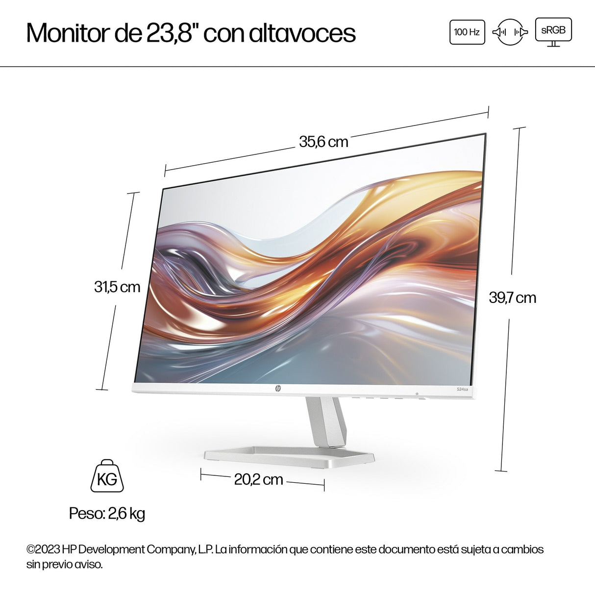 EAN 0197498938028 - HP Series 5 23.8 inch FHD Monitor with Speakers - 524sa pantalla para PC 60,5 cm (23.8") 1920 x 1080 Pixe imagen 7