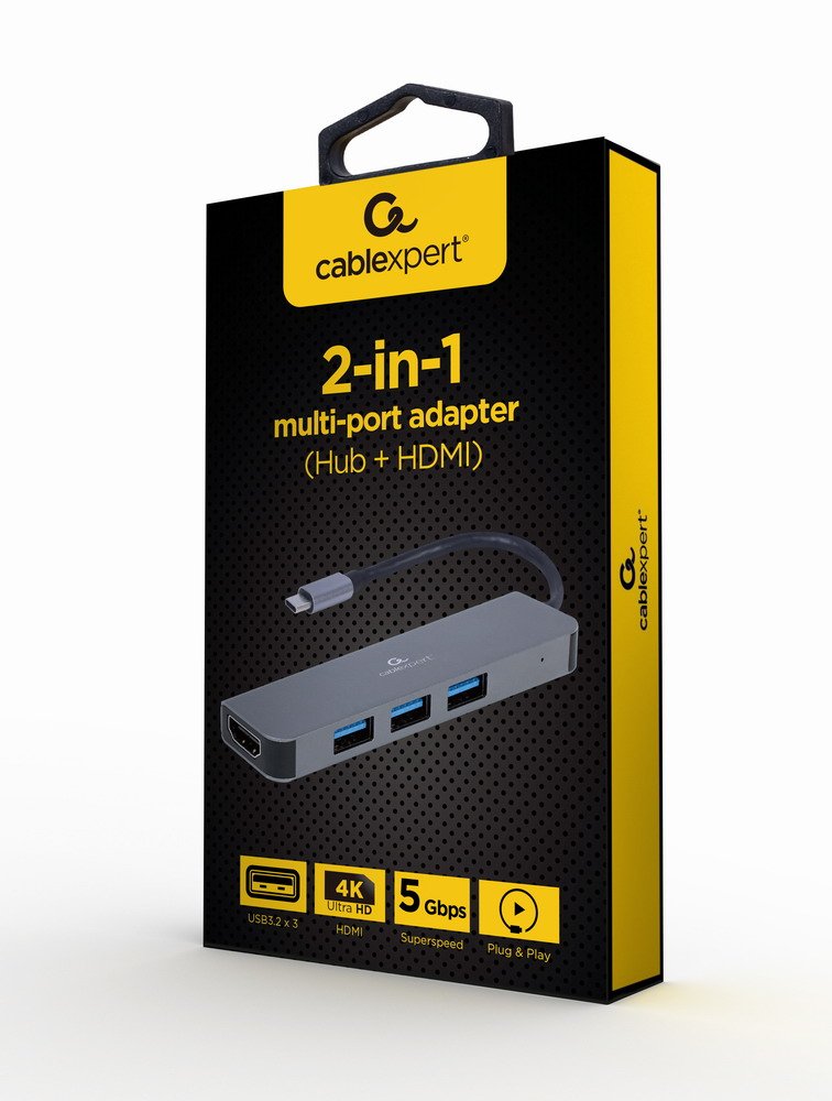 Gembird Hub Multipuerto Usb C 2in1 Hub Usb Hdmi A-Cm-Combo2-01