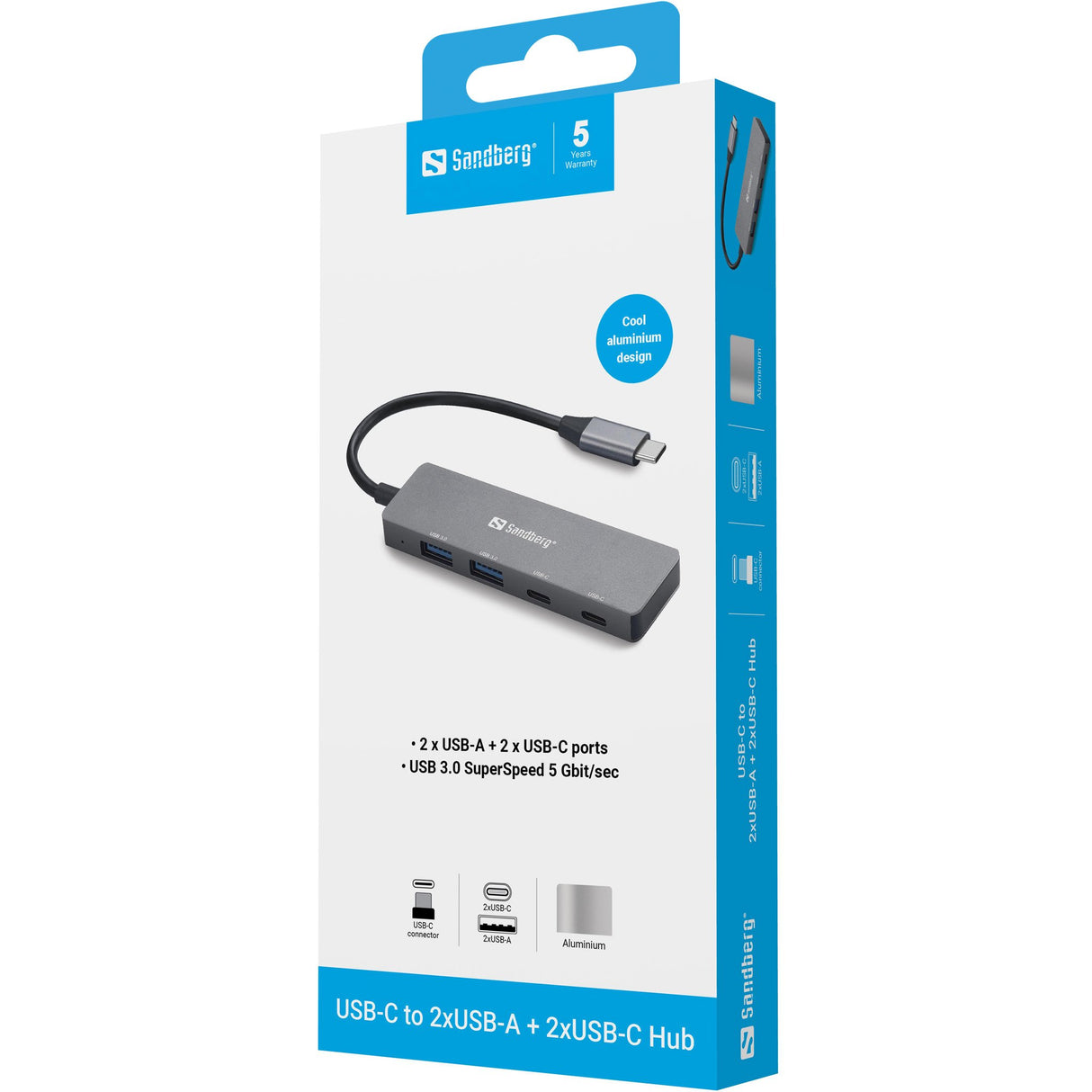 EAN 5705730136504 - Sandberg 136-50 hub de interfaz USB Tipo C 5000 Mbit/s Gris imagen 4