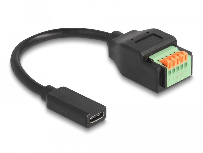 Delock Usb 2.0 Cable Usb Type-C Buchse Zu Terminalblock Adapter Mit Drucktaster 15 Cm