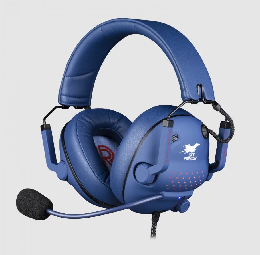 Auriculares Gaming Con Micrófono Konix Drakkar Skyfighter Pro Usb Azules
