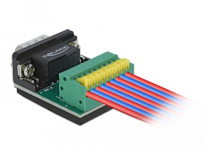 Delock Adaptador Sub-D 9 Pines A Bloque De Terminales 9 Pin Con Botón Pulsador