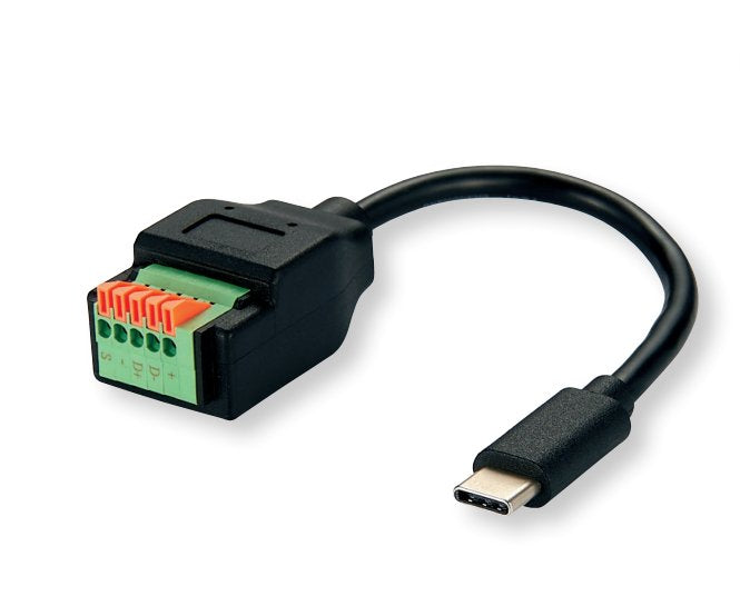 Roline Cable Adaptador Usb Tipo C Conector Macho A 5-Pin-Regleta De Terminales, (Pulsadores), 15 Cm