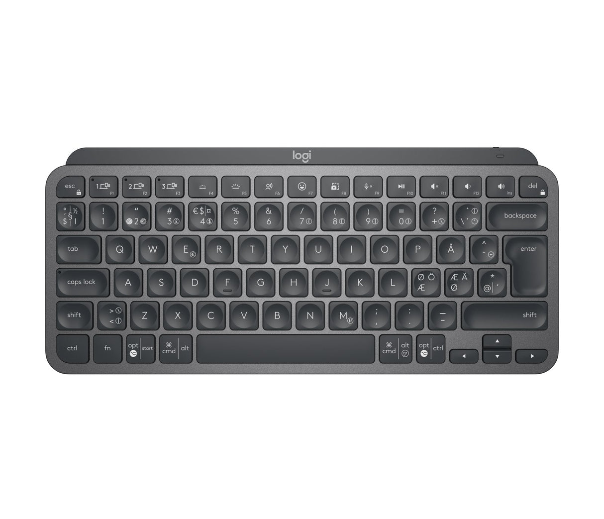 Teclado Nórdico Logitech Mx Keys Mini For Business Rf Wireless + Bluetooth Qwerty Grafito