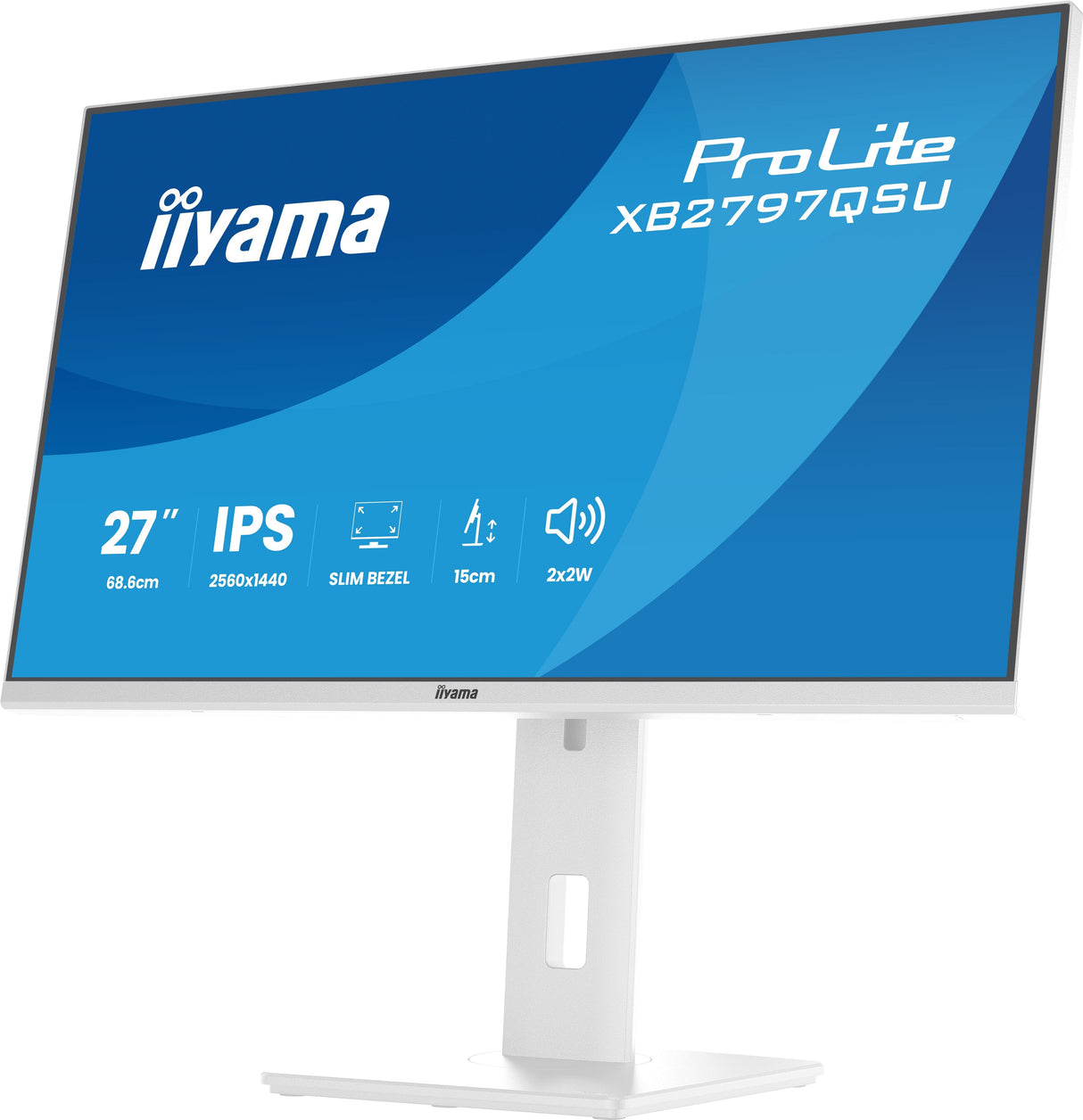 Monitor Iiyama Prolite Xb2797qsu-W1 Led 27" 2560 X 1440 Qhd @ 75 Hz Ips 350 Cd/M² 1000:1 1 Ms 2xhdmi Displayport Altavoces Mate Blanco