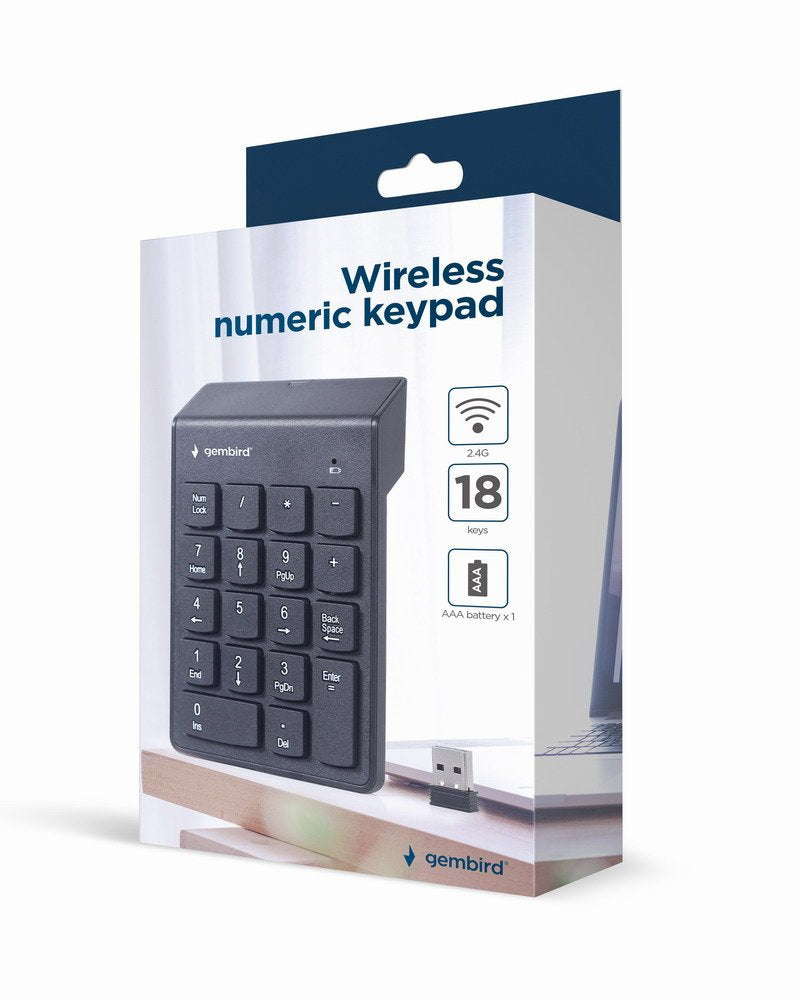 Gembird Kpd-W-02 Teclado Numerico Inalambrico 18 Teclas Negro
