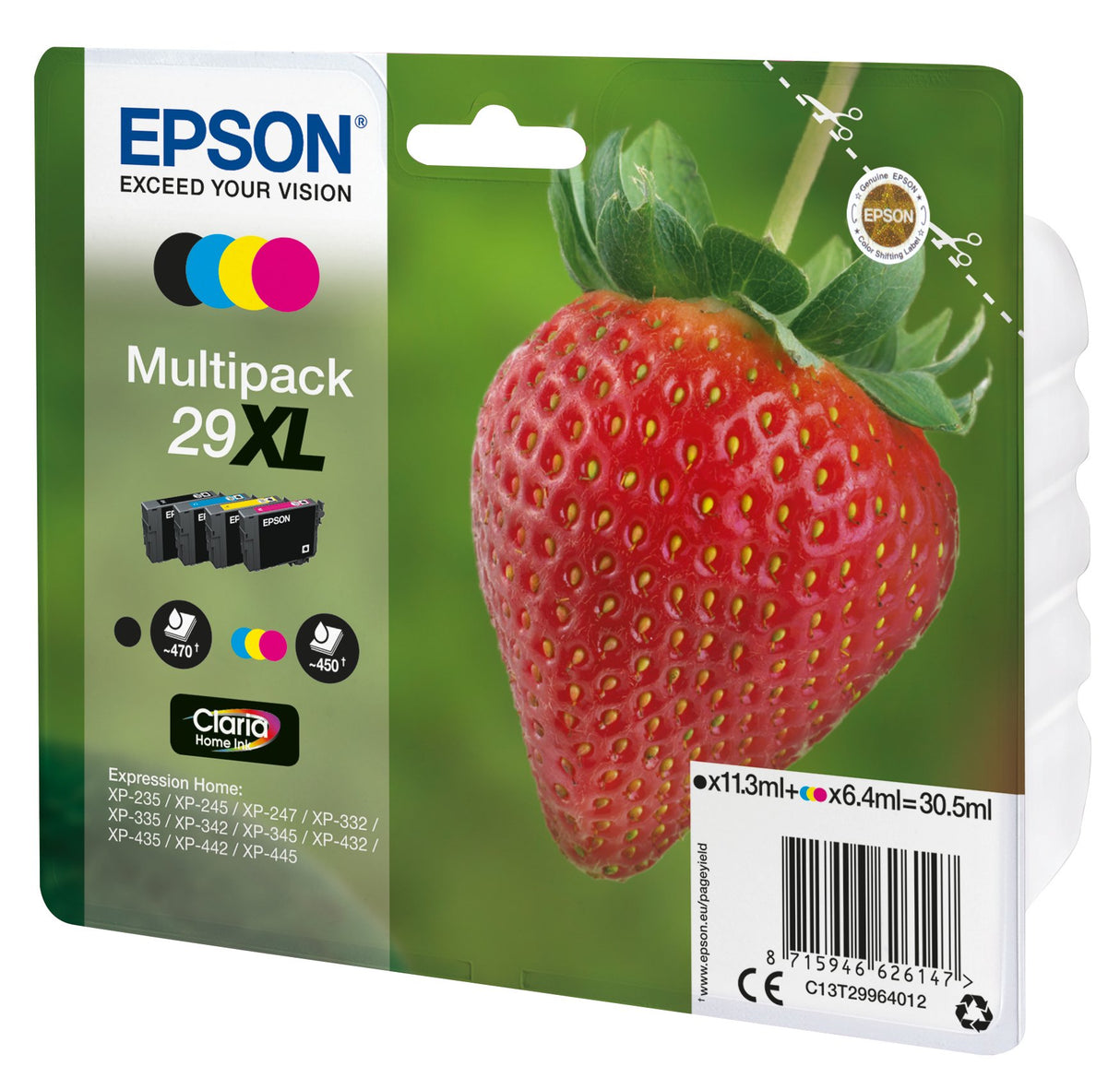 EAN 8715946626154 - Epson Strawberry C13T29964022 cartucho de tinta 1 pieza(s) Original High (L) Yield Negro, Cian, Magenta, imagen 1